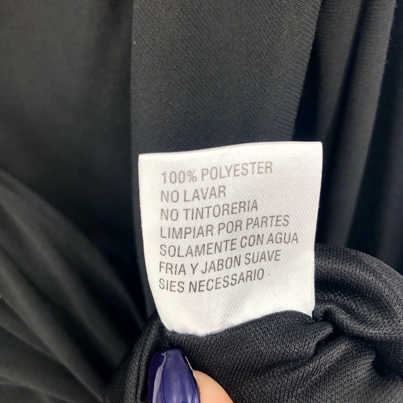 IEENA FOR MAC DUGGAL Jersey Gown 12 Black Long Sleeve Asymmetrical Ruched NWT - Picture 15 of 15